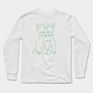 Green Kitten Long Sleeve T-Shirt